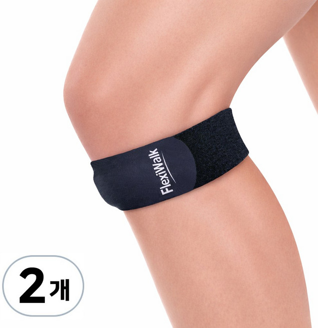 플렉시워크 무릎보호대 슬개골 슬개건 고탄력실리콘, 블랙, 2개