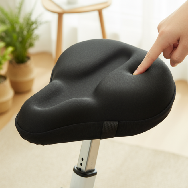 힙핏 자전거 안장 커버 푹신한 2중 실리콘 젤 메모리폼 쿠션, A (여성추천), 1개, 블랙(여성)