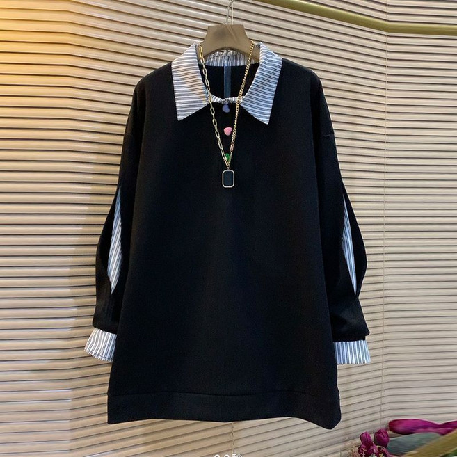 여성 빅사이즈 셔츠 레이어드 맨투맨 봄가을 롱 티셔츠 캐주얼 상의