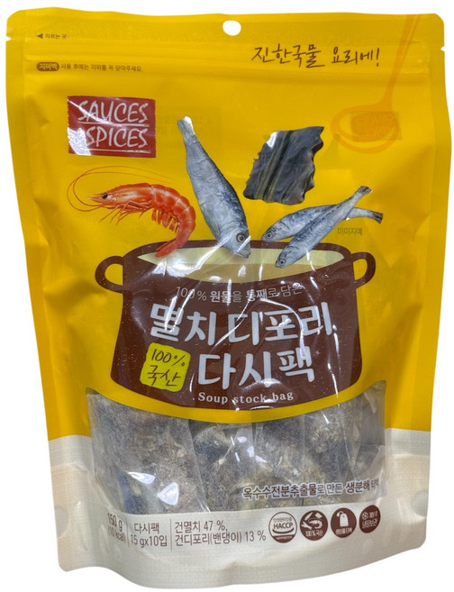 소스 앤 스파이스 멸치 디포리 다시팩 150g a71269, 단품, 1개