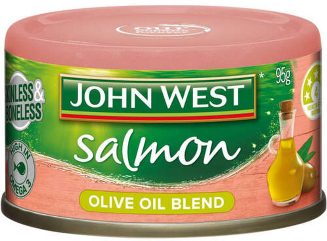 John West 존 웨스트 연어 올리브 오일 블렌드 통조림 95g 6팩, 6개