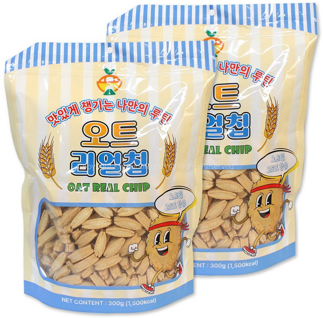 (소비기한 25.5.24) 오트리얼칩 오트과자 다이어트 건강 사무실 부모님 간식, 2개, 300g
