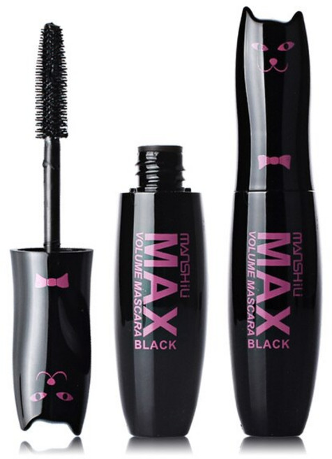 fizz 투명마스카라 Mansly-고양이 모양 눈 메이크업 도구 방수 블랙 마스카라 오래 지속되는 속눈썹 화장품, [01] no box, 1개
