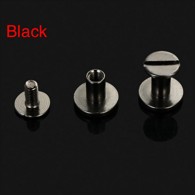 10 세트 5mm/6.5mm/8mm 솔리드 스크류 네일 리벳 더블 플랫 헤드 벨트/스트랩 수하물 가죽 금속 공예 구리, Black