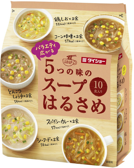 다이쇼 5가지 맛의 스프 당면 닭소금 + 콘미소 돈코츠쇼유 스파이시카레 씨푸드 10개입, 1개