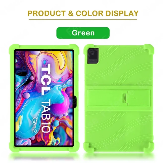 소프트 실리콘 스탠드 조절식 태블릿 커버 TCL 탭 10L Gen2 / 10 Gen2 용 케이스 TCL 탭 NxtPaper 11 10s 1, 03 green