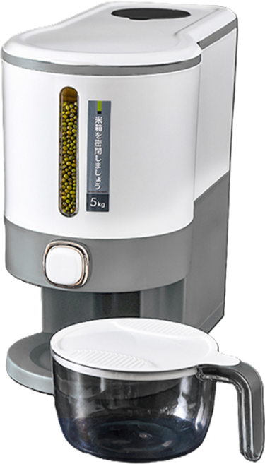 램스혼 진공쌀통 5KG 원터치 벌레방지 밀폐 계량, 1개