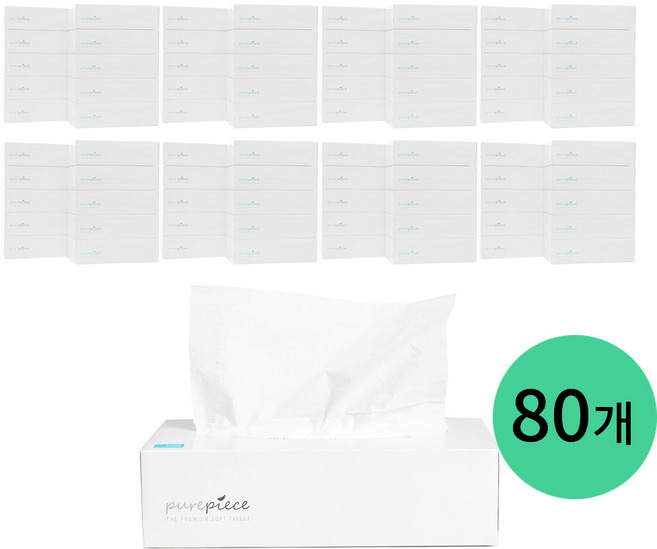 퓨어피스 먼지없는 천연펄프 각티슈 240매입 80개 미용티슈 비염티슈 사각티슈, 240개입