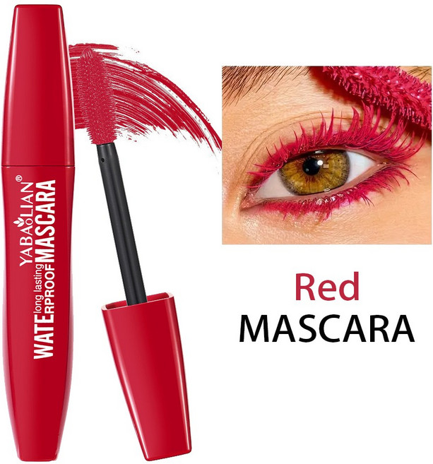 마스카라 1/3Pcs 뉴트럴 컬러 방수 두껍고 곱슬거리고 번지기 쉽지 않은 라이너 오래 지속되는 메이크업 레드 블루 퍼플, [02] Red, 1개