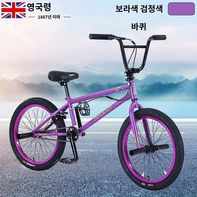 bmx자전거 묘기자전거 20인치 스트리트 곡예 초보자 연습용 경량, 5. 퍼플휠 360도 회전 핸들바, 1개