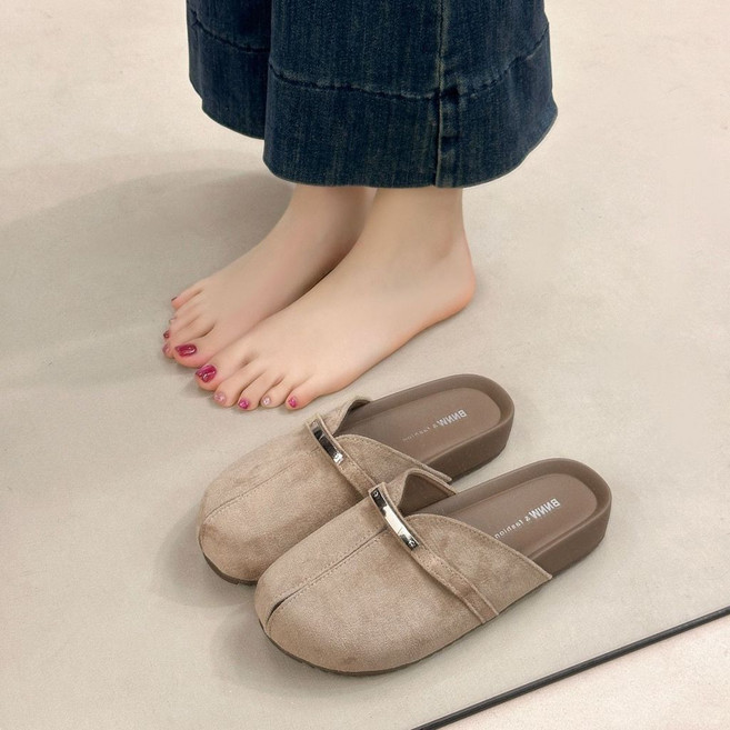 BNNW & fashion 厚底包頭半拖鞋 女外穿春夏新款 懶人一腳蹬鞋