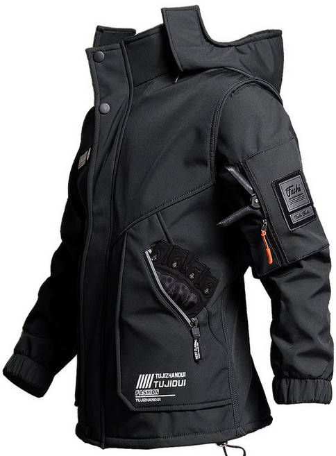 겨울 노가다 작업복 남성용 두꺼운 발열 티뷰크, 1개, 블랙 단상의