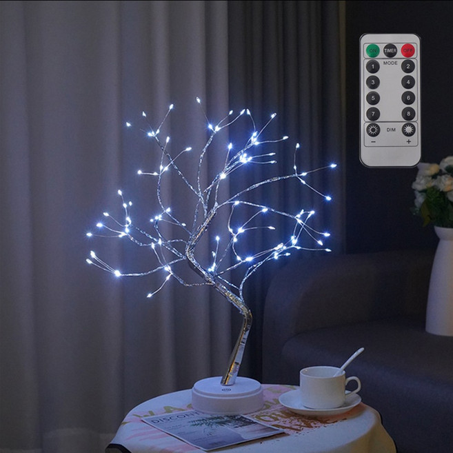 위케아 108구 자작나무 미니트리 인테리어스탠드 무드등, 은빛