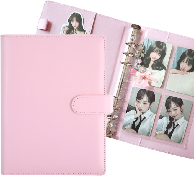 봄봄 마카롱 6공 포카바인더 A5 속지포함 다이어리 앨범, 10매, 핑크