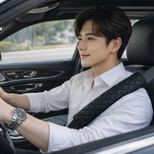 [제이엠리빙] 다이아몬드스티 벨벳 안전밸트 커버 롱사이즈 숏사이즈 2개, 블랙 30CM사이즈