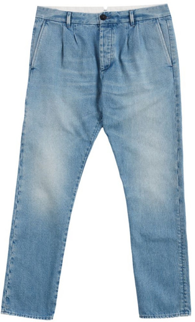 포르텔라 플리츠 데님 테이퍼드 팬츠