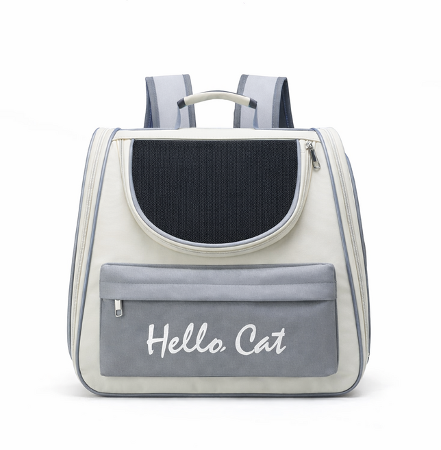 고양이전문가샵 반려동물 통풍 투명창 귀여운 이동장 백팩 가방 케이지, 1개, 그레이
