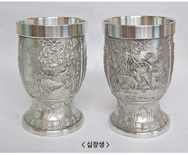 (한셀) 주석 맥주잔 2P세트(HS301B) 십장생, 2개