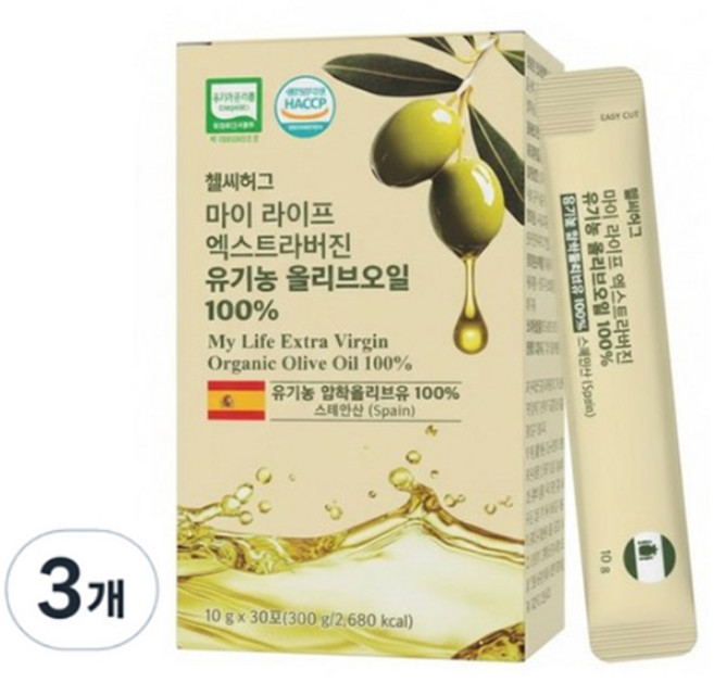 헬씨허그 유기농 엑스트라버진 올리브오일 100% 스틱형, 3개, 300ml