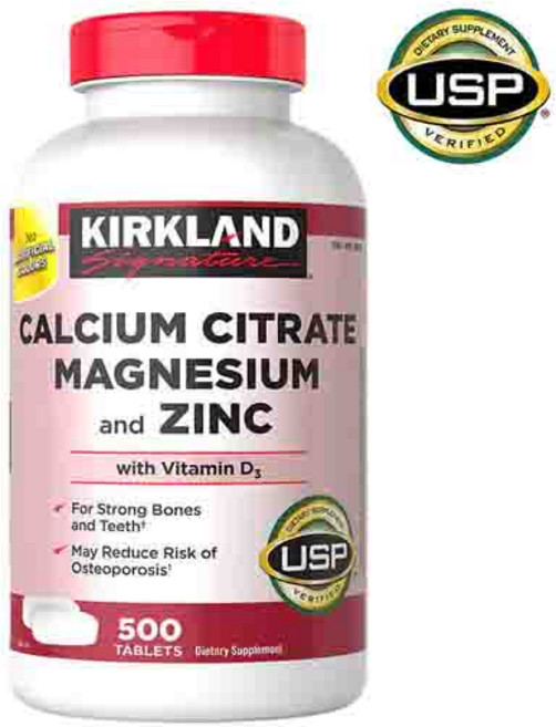 커클랜드 구연산 칼슘 마그네슘 아연 D3 500정 x2통, 2개