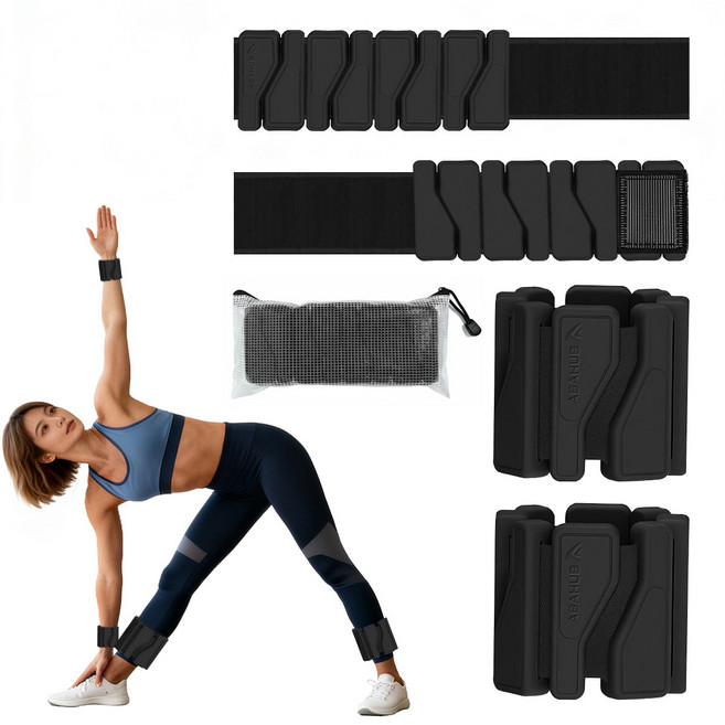 ABAHUB 실리콘 모래주머니 중량밴드 2p 손목 발목 착용 운동, 블랙, 1kg