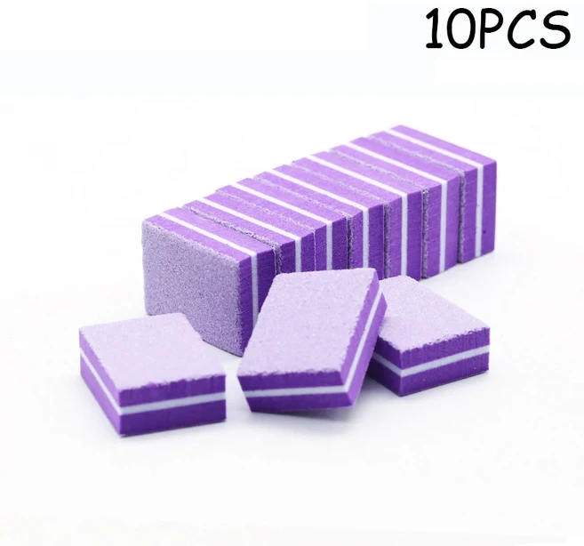 50Pc 전문 미니 손톱 아트 버퍼 파일 100/180 사포 매니큐어 팁 케어 샌딩 연마 장비 도구, 15 Purple 10PCS