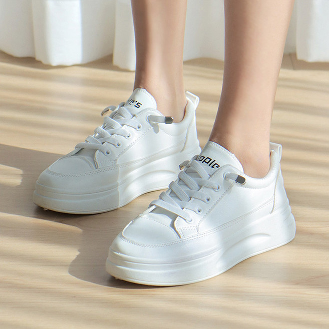 [밴딩끈 증정] 발편한 여성용 캐주얼 데일리 키높이 통굽 운동화 여자 스니커즈 4cm