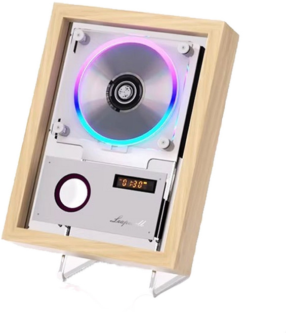 Leapo ll 木質框架 RGB 顯示 CD 光碟機, 銀色金屬框, 1
