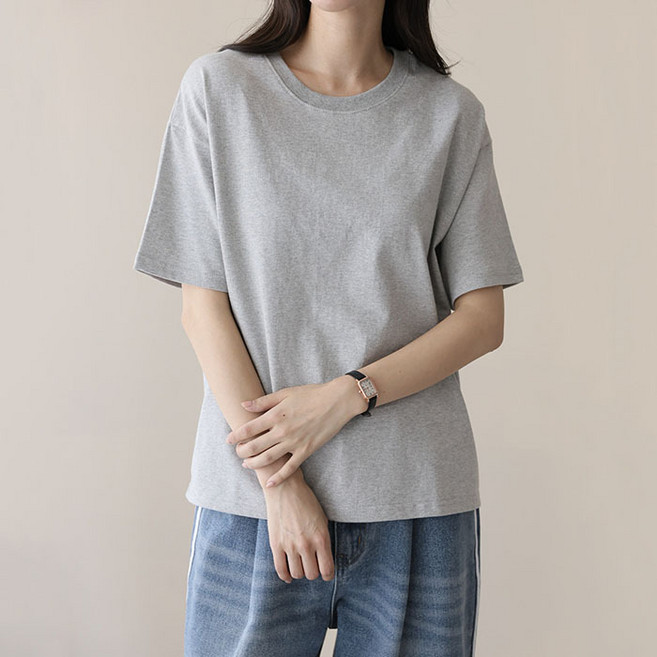 빼빼 여성용 라운드넥 소프트 코튼 베이직 반팔 티셔츠 3Color