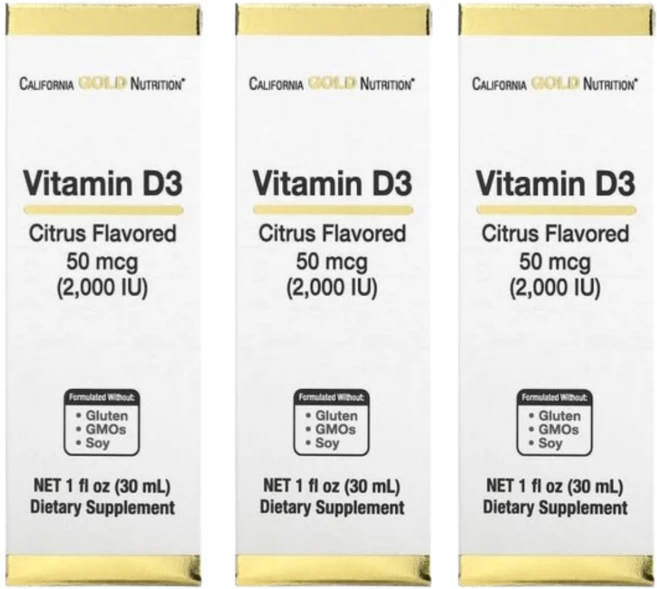 캘리포니아 골드 뉴트리션 CGN 비타민D3 감귤맛 2000IU 30ml 3팩 - 쿠팡