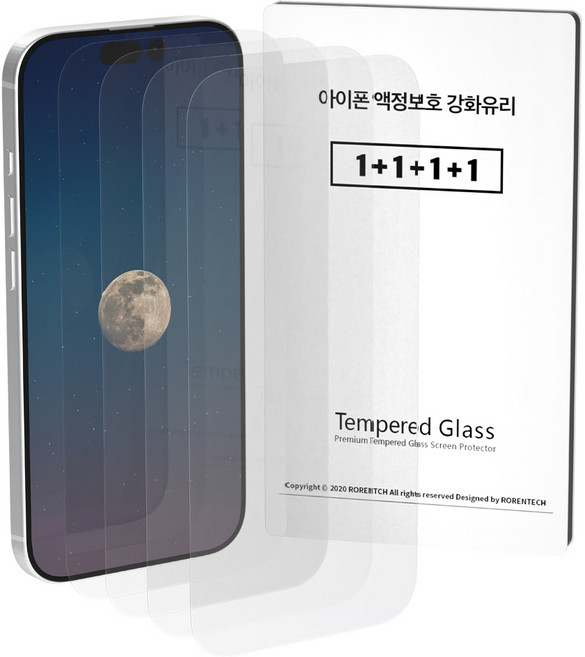 로랜텍 로글 고화질 스마트폰 호환 휴대폰 액정보호필름 강화유리 4p 세트, 1세트