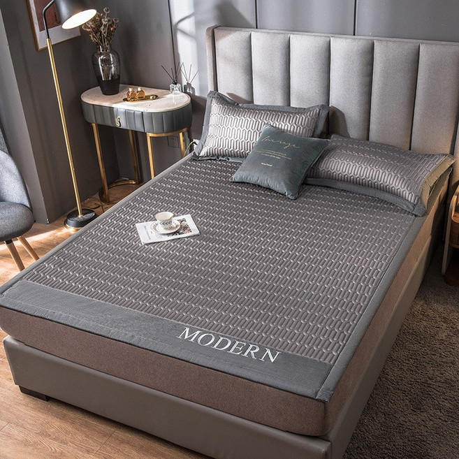 냉감패드슈퍼싱글 슈트 퀼팅 자수 라텍스 아이스쿨매트, 그레이