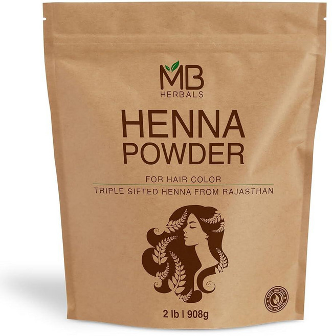 MB Herbals Henna Powder 0.9kg(2파운드) | 5.1kg(2파운드) 벌크 세이버 팩 | 천연 헤어 컬러 | 트리플 체질 | 로우 | 비방사성 | 인도 라자, MB Herbals Henna Powder 0.9kg(, 1개