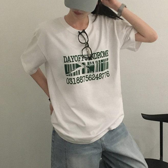 티데일리 남녀공용 데이오프 프린팅 오버핏 20수 라운드 반팔 티셔츠