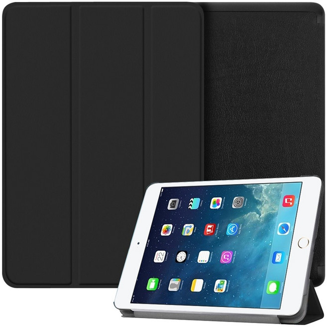더조은셀러 아이패드 미니 3 2 1 스탠드 커버 케이스 세대, 블랙