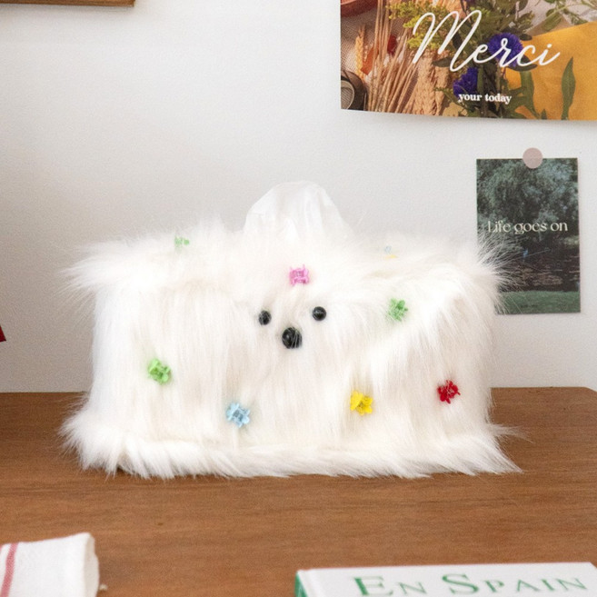 퍼 루미 소프트 티슈 커버 휴지 케이스, 밀키 퍼