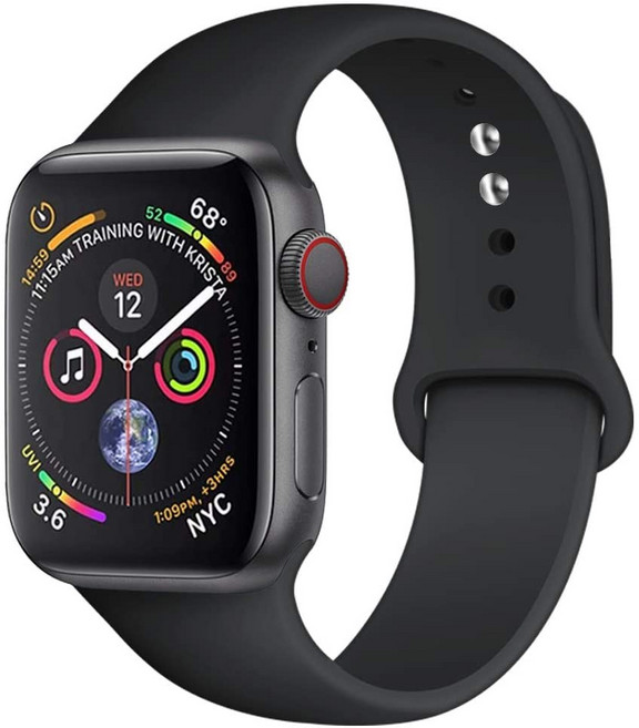 Fegwilde 애플워치 호환 실리콘 원버튼 소프트 스포츠 밴드 스트랩 11 10 9 8 3 46/49/45/44/42/41/40/38mm 울트라1/2/3 SE1/2/3 밴드, 검은색