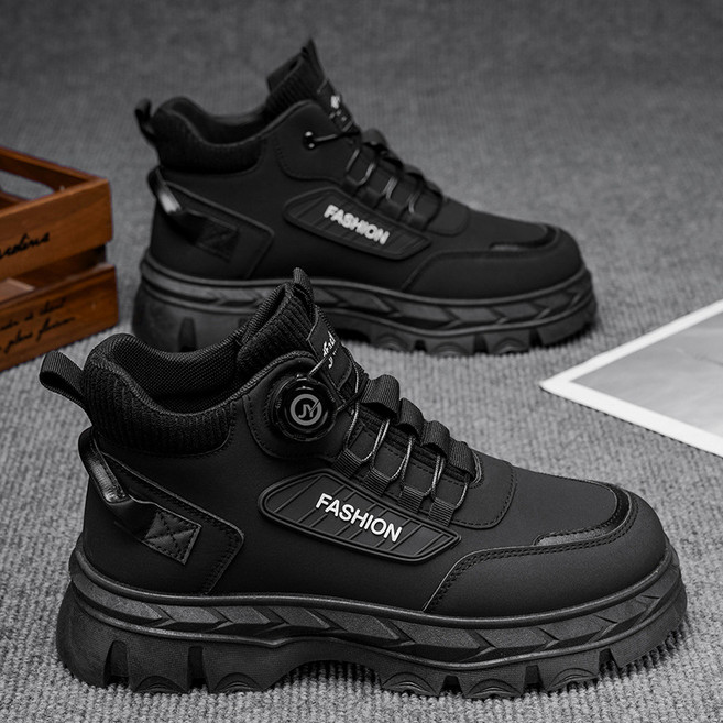 남자 하이탑 키높이 다이얼 운동화 사계절 통굽 심플 스니커즈