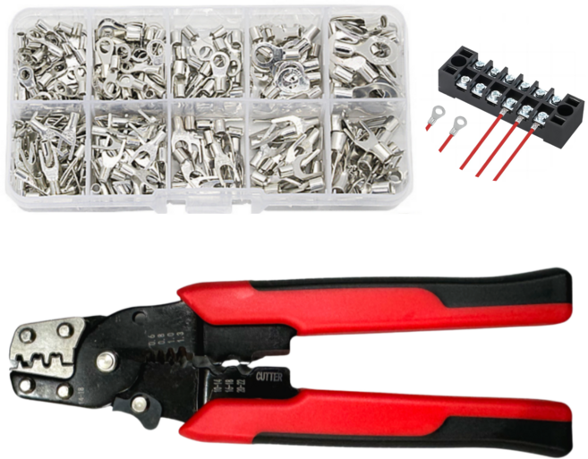O형 Y형 압착링단자320PCS+다용도 압착기 모듬 터미널 커넥터, 1세트