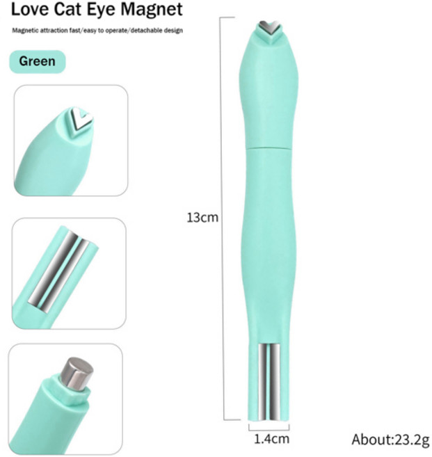 3D 러브 하트 네일 자석 3in1 고양이 눈 효과 더블 라인 문 스네이크 패턴 프렌치 네일 UV 어트랙션 마그네틱 스틱 매니큐어, [01] Green 3IN1