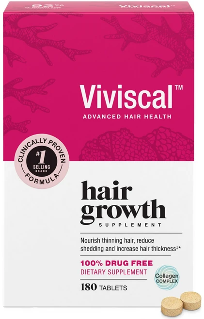 Viviscal Women's Hair Growth 비비스칼 여성 헤어 그로우쓰 콜라겐 컴플렉스 180정, 1개 - 쿠팡