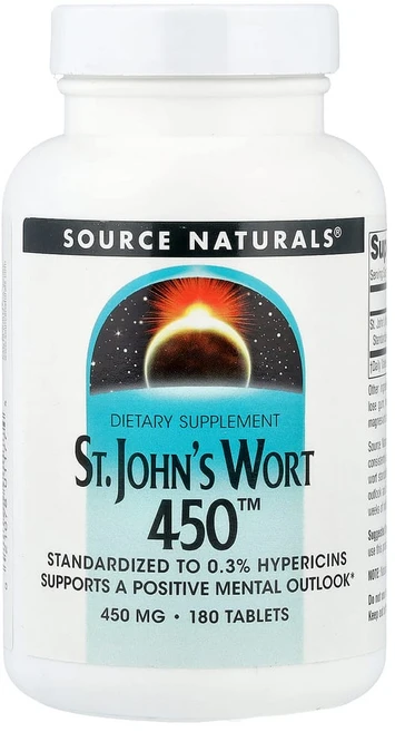 소스내츄럴스 세인트 존스 워트 추출물 450mg 180정 비건 글루텐프리, 1개 - 쿠팡