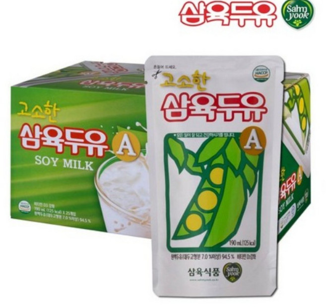 삼육두유 고소한 두유 A 파우치, 190ml, 50개
