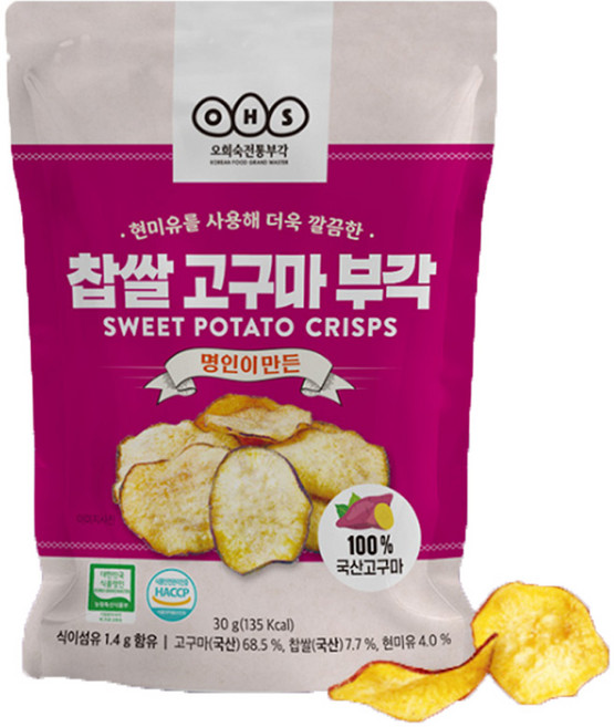 오희숙부각 찹쌀 고구마부각, 12개, 30g