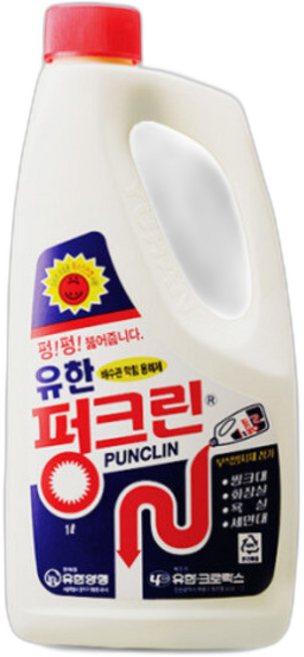 유한락스 펑크린 배수관 막힘 용해제, 4개, 1L