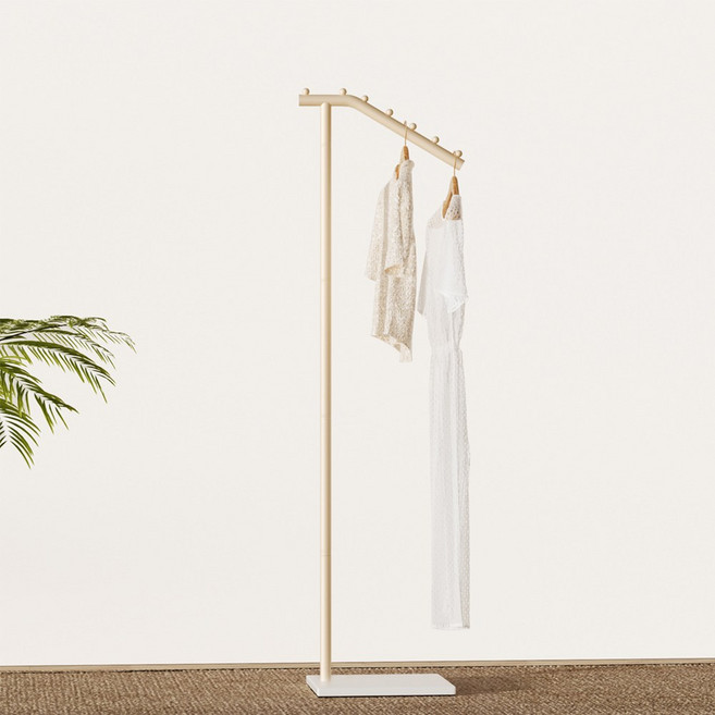 Kurelsn 7자형 철제 북유럽풍 모던 튼튼한 스탠드 옷걸이 매장용 인테리어 스탠드 옷걸이 행거, 화이트01