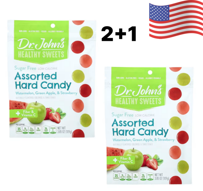 닥터존스 헬시 스위츠 무설탕 캔디 수박딸기맛 미국직배송, 109g, 3개
