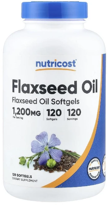 뉴트리코스트 아마씨유 Flaxseed Oil 1200mg 소프트젤 120정, 1개 - 쿠팡