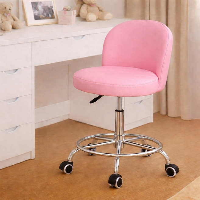 라온프리 푹신한 이동식 등받이 화장대의자, 1개, 핑크