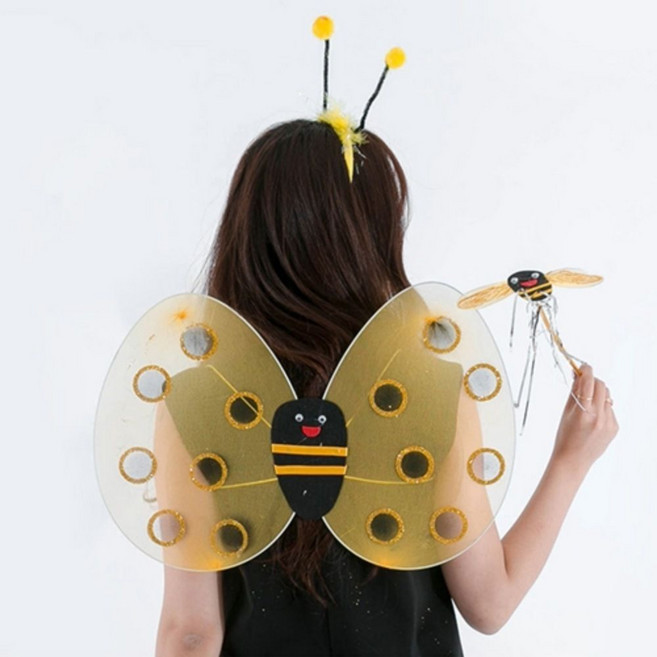 어린이집 생일파티 꿀벌 코스튬 아동 요정 날개 세트 유치원 발표회 할로윈 의상 크리스마스 변신 소품